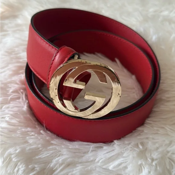 Gucci | Accessories | Authentic Gucci Gold Red Leather Belt  display picture 2